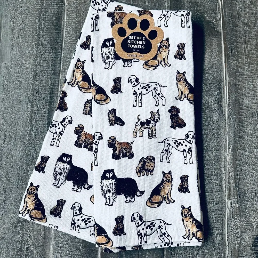 Dog Breeds Graphic Kitchen Dish Towels Set